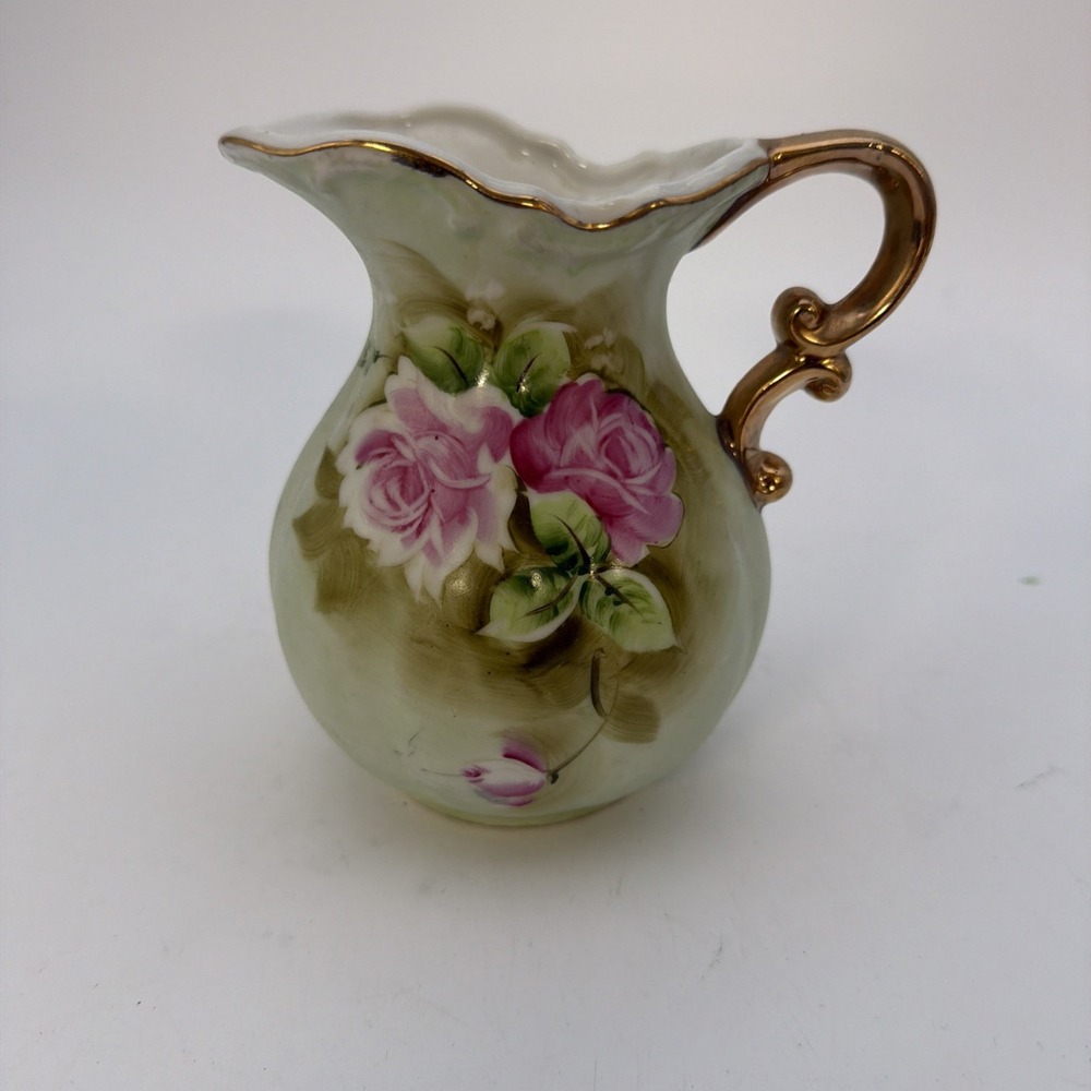 Pretty Vintage Hand-Painted Lefton China Pitcher #4578, 5 1/2" high
